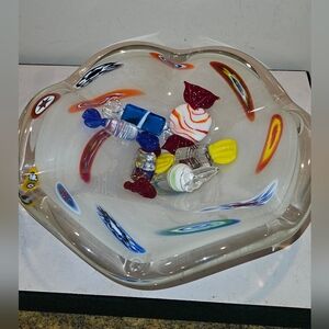 Vintage Murano Glass Italian Candy And Millifori Bowl Set